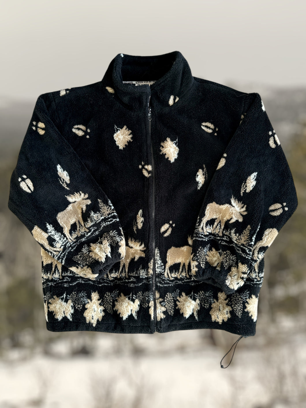 Vintage Winter Moose Fleece - L