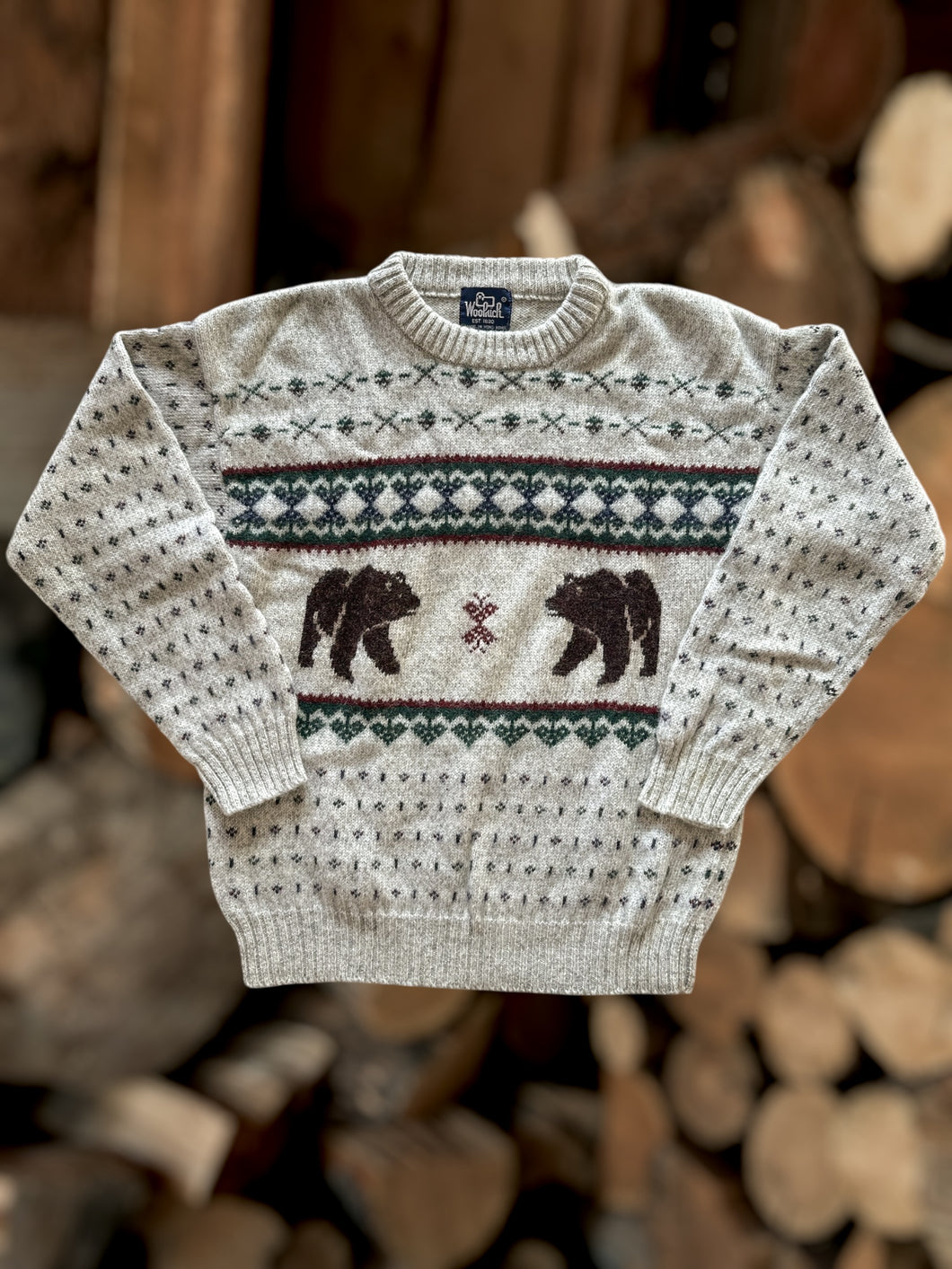 Vintage Fair Isle Bear Sweater - L