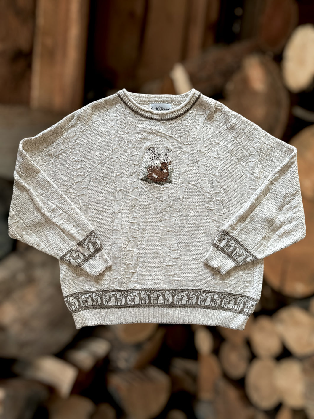 Vintage Knit Fawn Sweater - XL