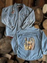 Load image into Gallery viewer, Vintage Denim Flannel Lined Deer Jacket - L
